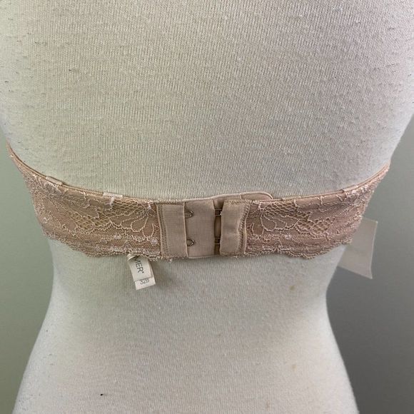 NWT ON GOSSAMER Beige Strapless Bra with Lace Straps (32B) - Picture 4 of 8